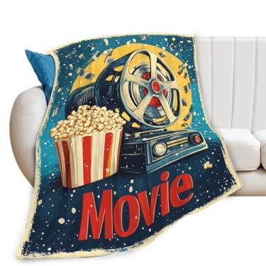 Imagem de Cobertor de filme, cinema, cinema, pipoca, cobertores, presentes para meninas, meninos, crianças, amantes de filmes, macio, aconchegante, de lã de pelúcia para sofá-cama 127 x 101 cm
