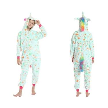 Imagem de Pijamas De Inverno Para Meninas, Macacão De Pelúcia Com Capuz De Unicó