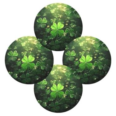 Imagem de ATTX Jogo americano redondo trevo verde para mesa de jantar, jogo americano de decoração do dia de São Patrício, tapetes para mesa de cozinha para 4#20