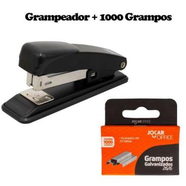 Imagem de Grampeador De Papel Médio 26/6 + 1000 Grampos Galvanizados - Jocar