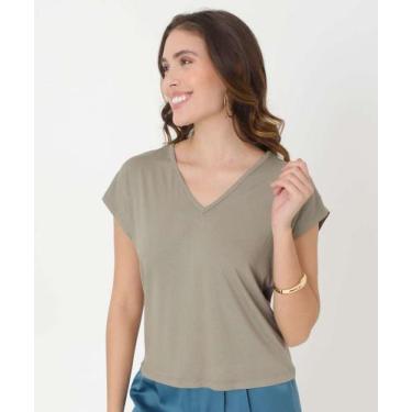 Imagem de Blusa Feminina Básica Manga Curta Marisa-00006, Verde, P