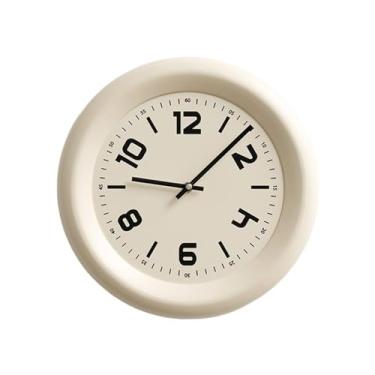Imagem de Relógio de parede Relógio de parede silencioso, alimentado por bateria, com design retrô e estilo versátil para decoração de casa(Creamy Rice)