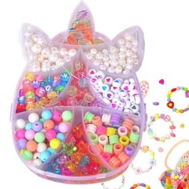 Imagem de Kit 400 Miçangas Coloridas Infantil Conjunto Para Montar Pulseiras Colares Anel