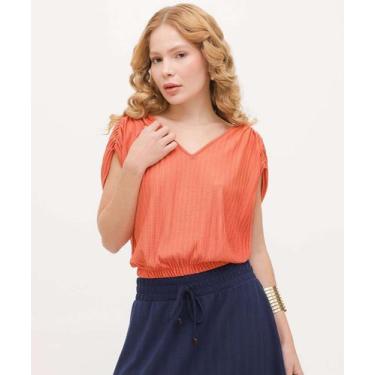 Imagem de Blusa Feminina Textura Manga Curta Marisa-20034, Laranja, GG