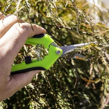 Imagem de 1 tesoura de poda, tesoura de corte de jardim, tesoura de poda manual de jardinagem, tesouras de poda de bonsai de precisão revestidas de titânio, cortadores de flores convenientes (verde)