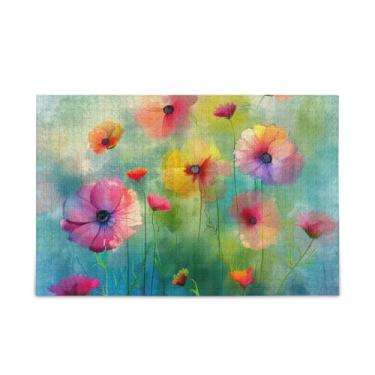 Imagem de WELLDAY Quebra-cabeça pintura de flores coloridas 500 peças grande jogo de arte para adultos adolescentes