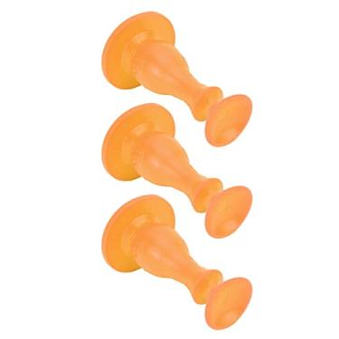 Imagem de HEEPDD Rolha de Porta de Arruela, Suporte de Porta de Arruela de Carga Frontal, Ideal para Uso Familiar e Evita o Fechamento da Rolha de de, Borracha Macia, 3 Peças de Eletrodomésticos (Laranja)