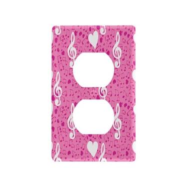 Imagem de Wassud Notas musicais corações interruptor de luz placa decorativa para tomada placa de parede para tomadas elétricas duplex 4,53 x 2,76 polegadas