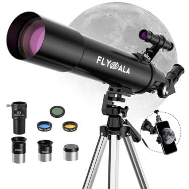 Imagem de FlyGala Telescópio para crianças e adultos, abertura de 80 mm, distância focal de 600 mm, telescópio astronômico para iniciantes para adultos de alta potência (30 x 750 cm), telescópios astronômicos