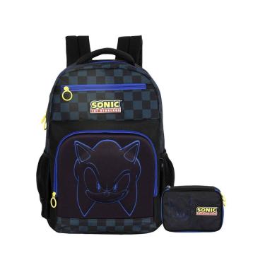 Imagem de Kit Escolar Sonic Mochila Costas + Estojo Box  Luxo