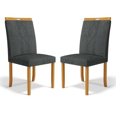 Imagem de Kit Com 2 Cadeiras Ana Madeira Maciça Estofadas Para Mesa De Jantar