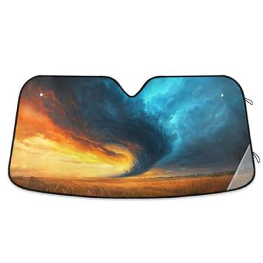 Imagem de CEBUGI Para-brisa para-sol para janela dianteira do carro, para-sol, viseira dobrável para caminhão, SUV, mantenha seu veículo fresco, tornado