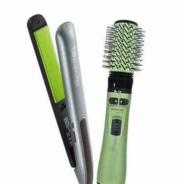 Imagem de POLISHOP Escova Secadora e Modeladora Rotating Nutrah e Prancha de Cabelo Shine Nutrah Be Emotion Bivolt