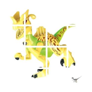 Imagem de Blocos De Montar De Dinossauros Jurássicos: Velociraptor, Triceratops,