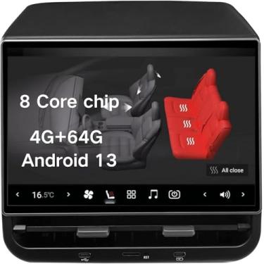 Imagem de KUNTLEY Tela Traseira De 8,66" Para Tesla Model 3 2019-2023 E Y 2019-2024, Entretenimento 4G+64G, Android 13, Suporte Controle Ar Condicionado, Aquecimento Assento, Chip 8 Núcleos