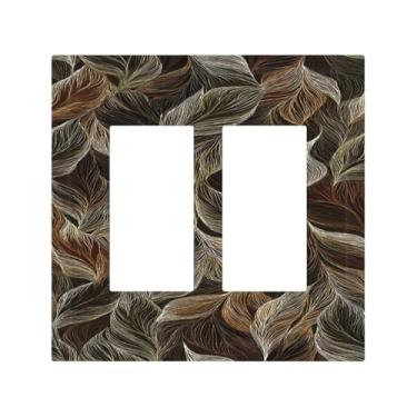 Imagem de Naiqadnehz Capas decorativas para tomada boho, linha multicolorida, botânica, 2 gangues, interruptor de luz duplo, placa de interruptor elétrico, decorativa, placa de parede GFCI para sala de estar