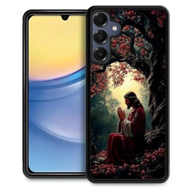 Imagem de CARLOCA Capa compatível com Samsung Galaxy A16 para meninas e meninos, capa rígida, proteção à prova de choque, TPU antiderrapante, para Samsung Galaxy A16, estampa moderna Jesus rezando a Deus