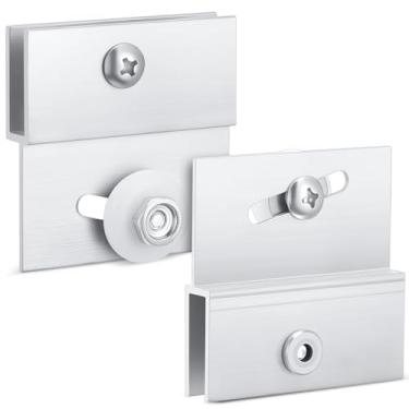 Imagem de Yaocom Conjunto de rolos de porta de chuveiro sem moldura M 6054 com 2 peças, roda de plástico redonda de 0,9 cm, rolamentos de esferas, alumínio extrudado, acabamento brilhante, cromado, 1/4 polegada