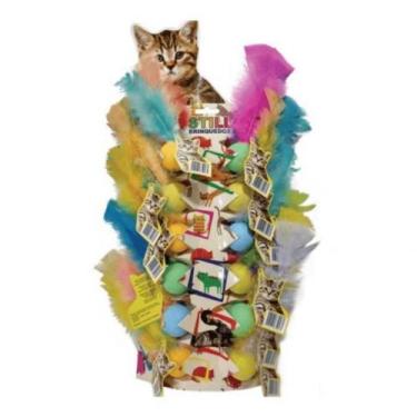 Imagem de Brinquedo para Gatos Bolinha Ping Pong com Penas Cores Sortidas 1 Unid