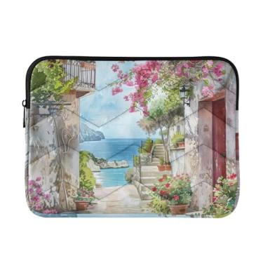 Imagem de Capa acolchoada para notebook retrô Pathway azul à prova de choque capa protetora para notebook 15