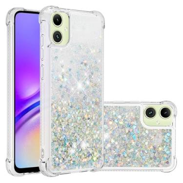 Imagem de LEMAXELERS Capa feminina compatível com Samsung Galaxy A07 com glitter líquido de cristal e areia movediça brilhante à prova de choque TPU bumper capa protetora para celular para Galaxy A07. YBL Love