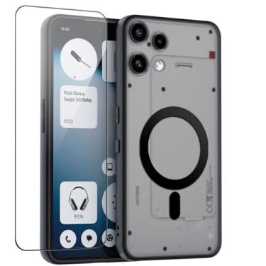 Imagem de QUIETIP Capa magnética para Nothing Phone 3a Lite com protetor de tela, [compatível com MagSafe] Capa de proteção contra quedas fosca translúcida, preta