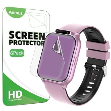 Imagem de Aemus Protetor de tela compatível com relógio inteligente Monowul 4,7 cm (pacote com 6) película macia TPU transparente compatível com Sootingot P70 Fitness Tracker protetor de tela de relógio