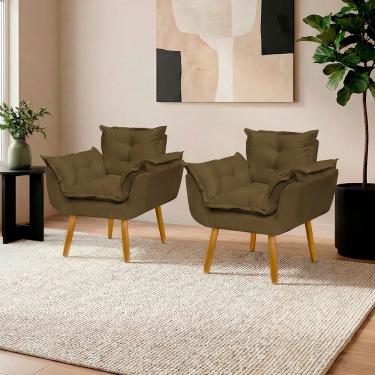 Imagem de Kit 2 Poltronas Decorativa Confortável Para Sala Recepção Manicure Salão de Beleza Consultório Escritório Alice Tecido Suede