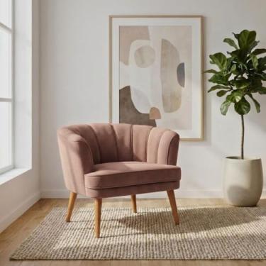 Imagem de Poltrona Cadeira para Sala de Estar Confortável Tecido VeludoMOBLAN decor (Rose)