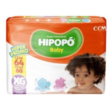 Imagem de Fralda Descartável Infantil Hipopó Baby Hiper Tamanho XG - 64 Unidades