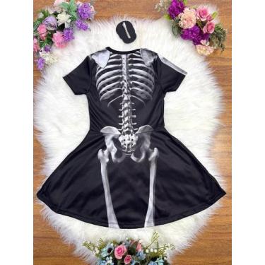Imagem de Fantasia Infantil Menina Esqueleto Bico de Pato Caveira para o Dia das