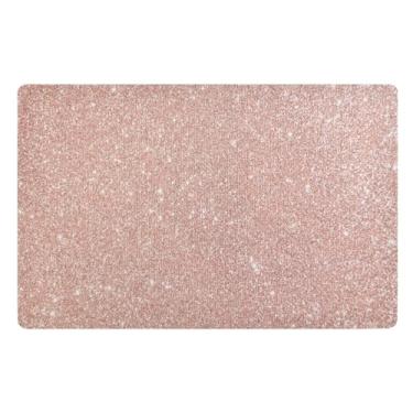 Imagem de GAIGEO Tapete de piso interno com glitter ouro rosa, tapete de entrada ao ar livre, tapetes para porta da frente ao ar livre, capacho externo 81 x 50 cm
