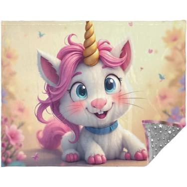 Imagem de Mantas e mantas macias florais de unicórnio personalizadas, presentes de viagem para mulheres, adultos, 178 cm x 139,7 cm, cobertores e mantas decorativas