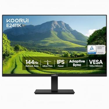 Imagem de KOORUI Monitor FHD de 24 polegadas, biséis ultrafinos, 75Hz, tela VA, 5ms, luz azul baixa, montagem VESA de 75 x 75 mm, inclinação ajustável, preto (1920 x 1080, HDMI/VGA)