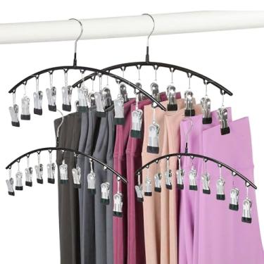 Imagem de Cabides de legging para organizador de armário, cabides de chapéu para armário, pacote com 2 com 10 clipes para 20 leggings, cabide para leggings, organizador de calças, adequado para meias, calcinhas