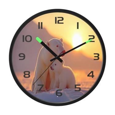 Imagem de CEBUGI Relógio de parede com luz noturna de 30,5 cm que brilha no escuro com sensor de voz, animais adoráveis, relógios de parede operados por bateria para decoração de quarto e sala de estar
