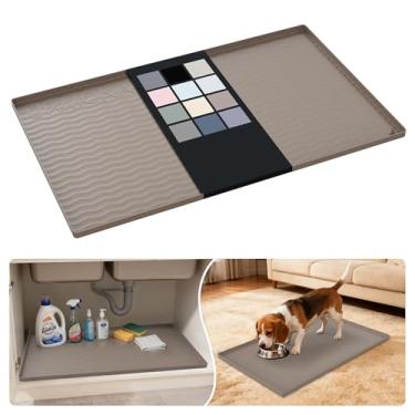 Imagem de URMONA Tapete de silicone impermeável sob a pia 79 cm x 48 cm, forro de prateleira para cozinha e banheiro, protetor de armário e balcão, armazenamento e organizadores, tapete de areia, itens