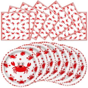 Imagem de Conjunto de pratos e guardanapos de aniversário para ferver frutos do mar, 40 peças, suprimentos para festas de aniversário de caranguejo