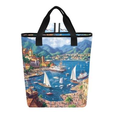 Imagem de Joitme Mochila térmica cênica mediterrânea litorânea com 36 latas à prova d'água mochila térmica para transporte