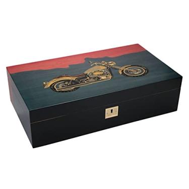 Imagem de Pequeno Grande caixa de charutos forrada de madeira para charutos caixa de charutos de mesa com higrômetro umidificador fecho trava estojo de armazenamento de madeira de cedro Feito à mão