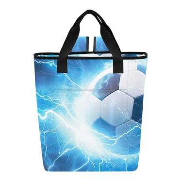 Imagem de Bolsa térmica térmica com 36 latas de futebol azul Lightning isolada 36 latas para mulheres, isolada 34 x 15 x 40 cm