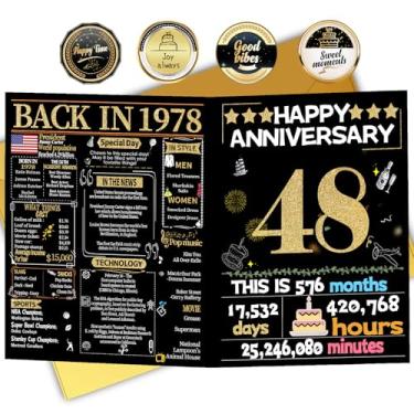 Imagem de Joycard Cartão de aniversário de 48 anos para mulheres e homens, cartão de casamento para esposa marido, decorações de casamento doces presentes para casal, perfeito para ela no dia de aniversário, em