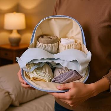Imagem de Organizador de viagem para roupas íntimas e meias, organizador de bagagem portátil, bolsa de armazenamento com vários compartimentos para sutiãs e acessórios, ideal para malas e malas de mão