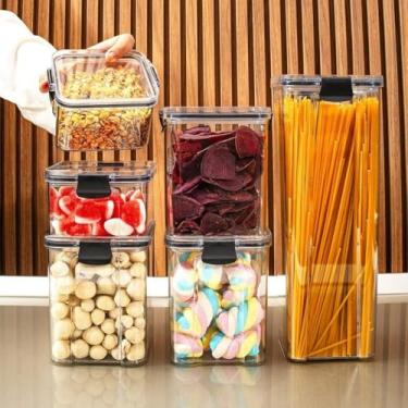 Imagem de Kit com Potes Herméticos para Cozinha – 260ml a 2,2L, Organizador de Alimentos para Dispensa e Armário(Kit 7-6 Potes)