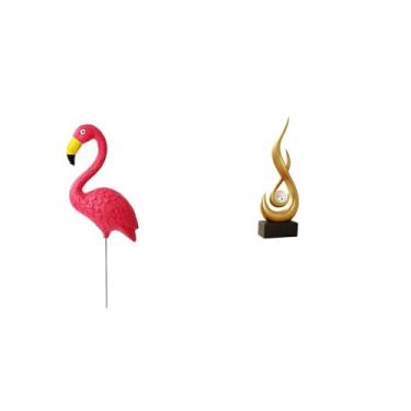 Imagem de Whtkoph Escultura de Flamingo, Figura Abstrata em Resina, Ornamento de Arte Moderna para Decoração de Pátio E Sala de Estar, Primavera E Festas.