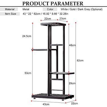 Imagem de Suporte para Plantas de Metal Alta Resistência com 4 Andares Prateleira Exibição Escada Rack Armazenamento em Vasos Design Minimalista Interior Econom