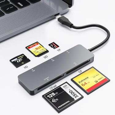 Imagem de Leitor de cartão CFast 2.0, leitor de cartão de memória 5 em 1, leitor de cartão USB-C CFast de 5 Gbps para San Disk, Sony Card, Transcend, Lexar, ler 5 cartões para cartão Cfast/SD/CF/XD/TF