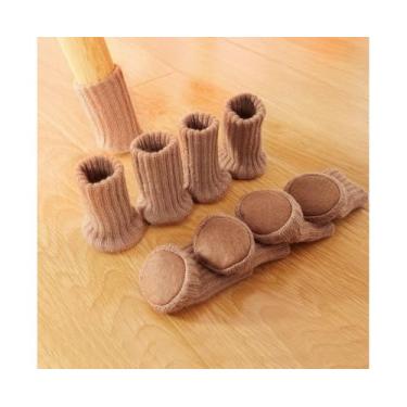 Imagem de 16 PCS Meias para Pernas de Cadeira Protetor Piso Alta Elasticidade - Conjunto Capa -Deslizante Móveis Lã Tecida Cadeiras Mesas Escritórios Armários L