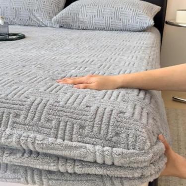 Imagem de Lençóis de cama elásticos, lençol com elástico, protetor de colchão tamanho Queen, protetor de colchão lavável, durável e resistente ao desbotamento, fácil manutenção, para cinza sazonal||120 x 200 cm