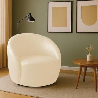 Imagem de Poltrona Decorativa Orgânica Lua Sintético Pu Bege D03 - D'rossi
